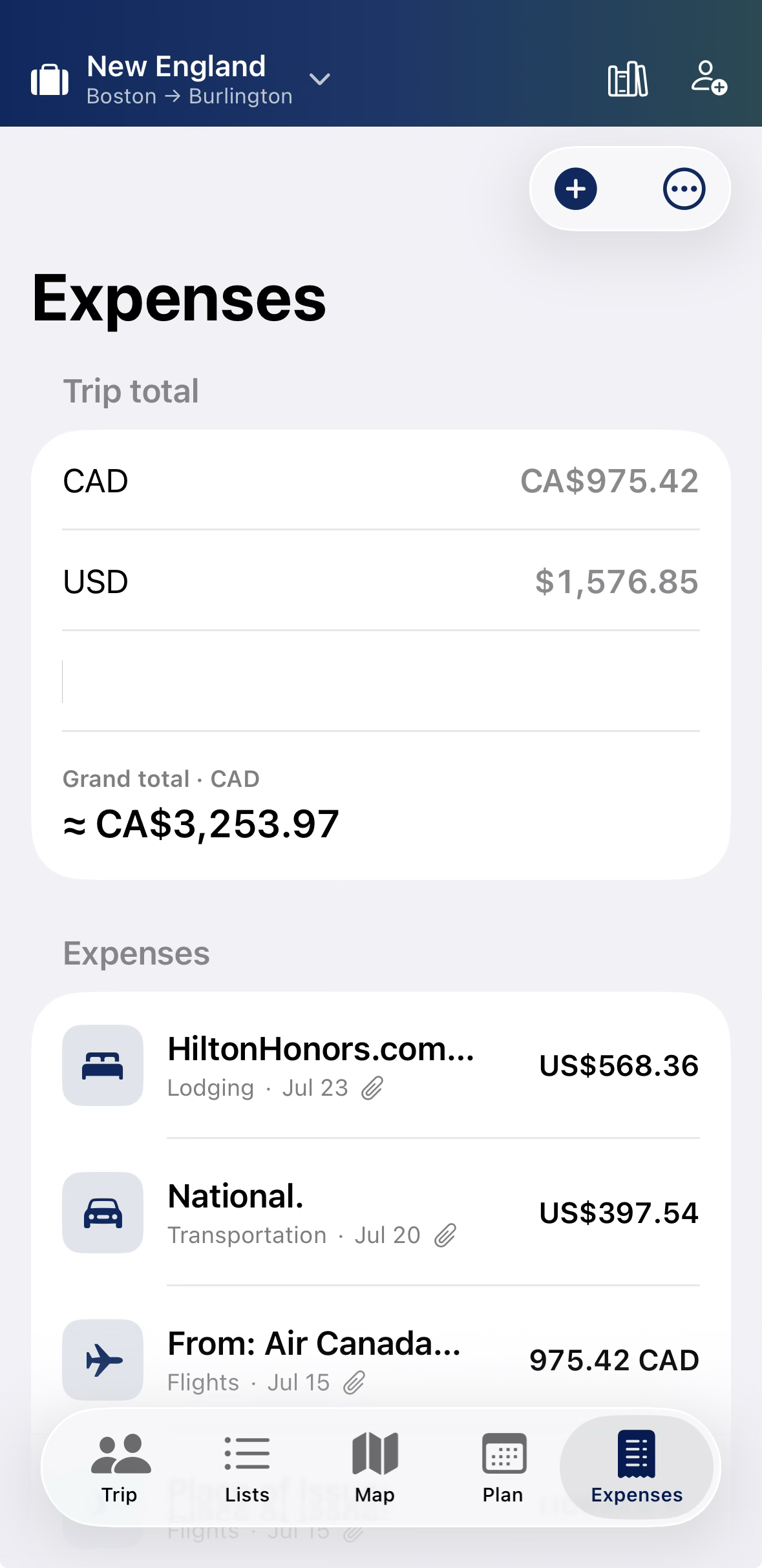 Multi-currency trip expenses in Apodemica